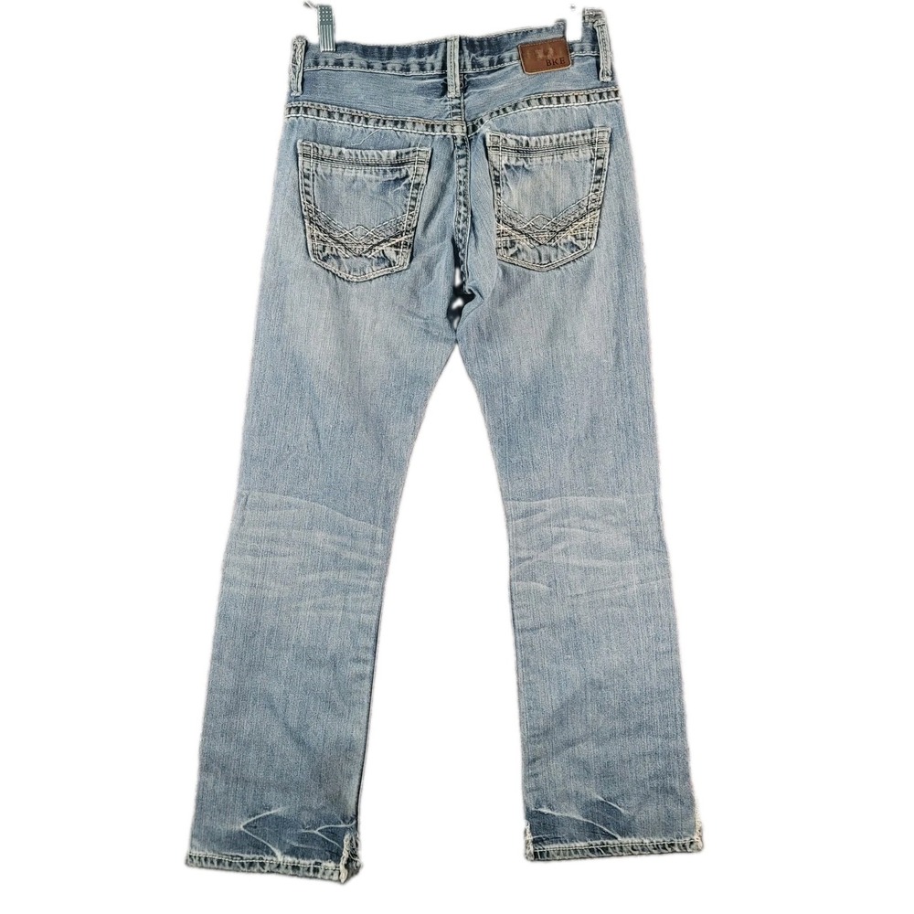 BKE Carter Straight Blue Jeans Men's 30R Stone Washed 100% Embroidered